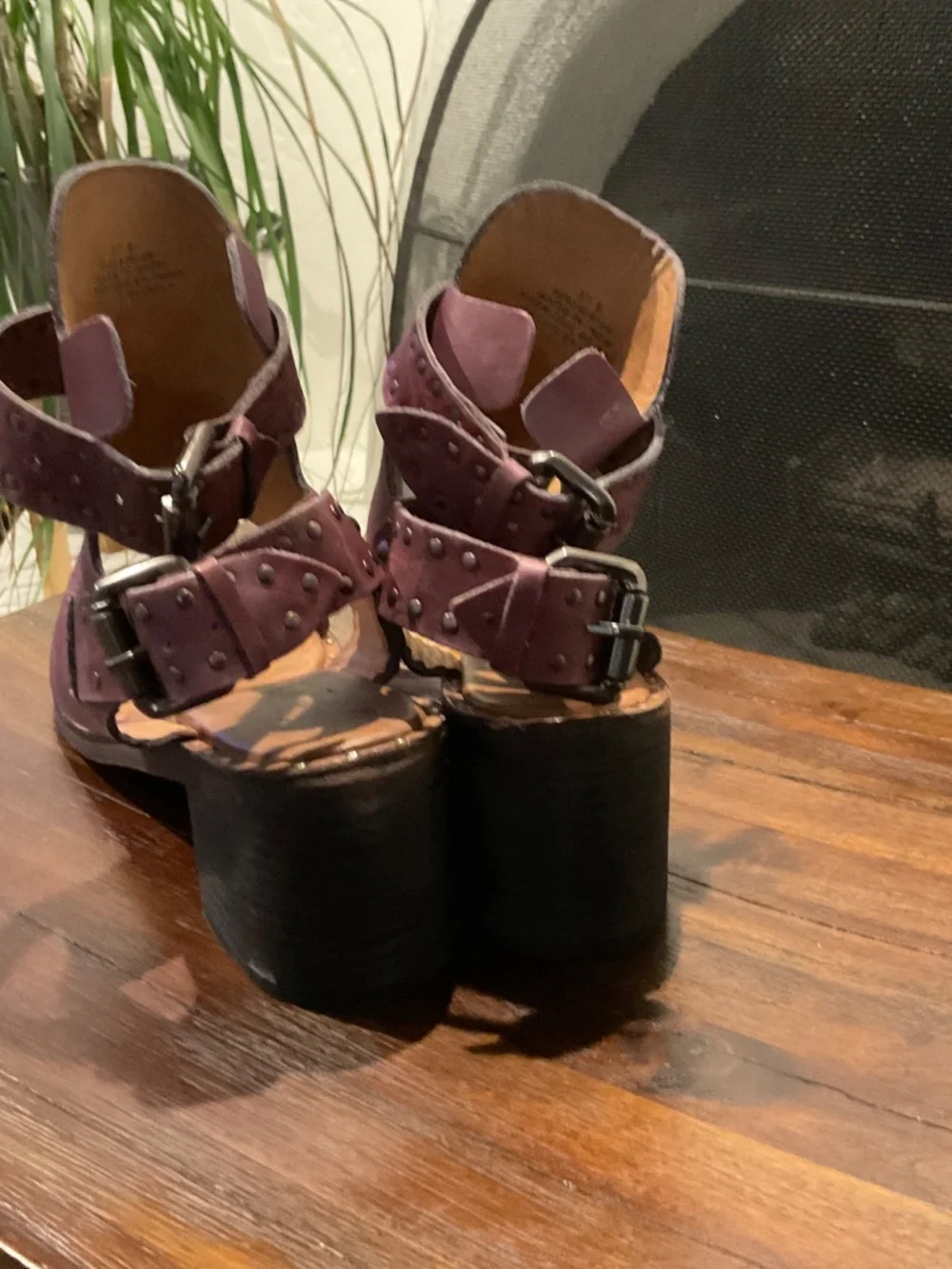 Free People Happiness Plum/Purple Leather Sandals Size EU 37.5/US 7